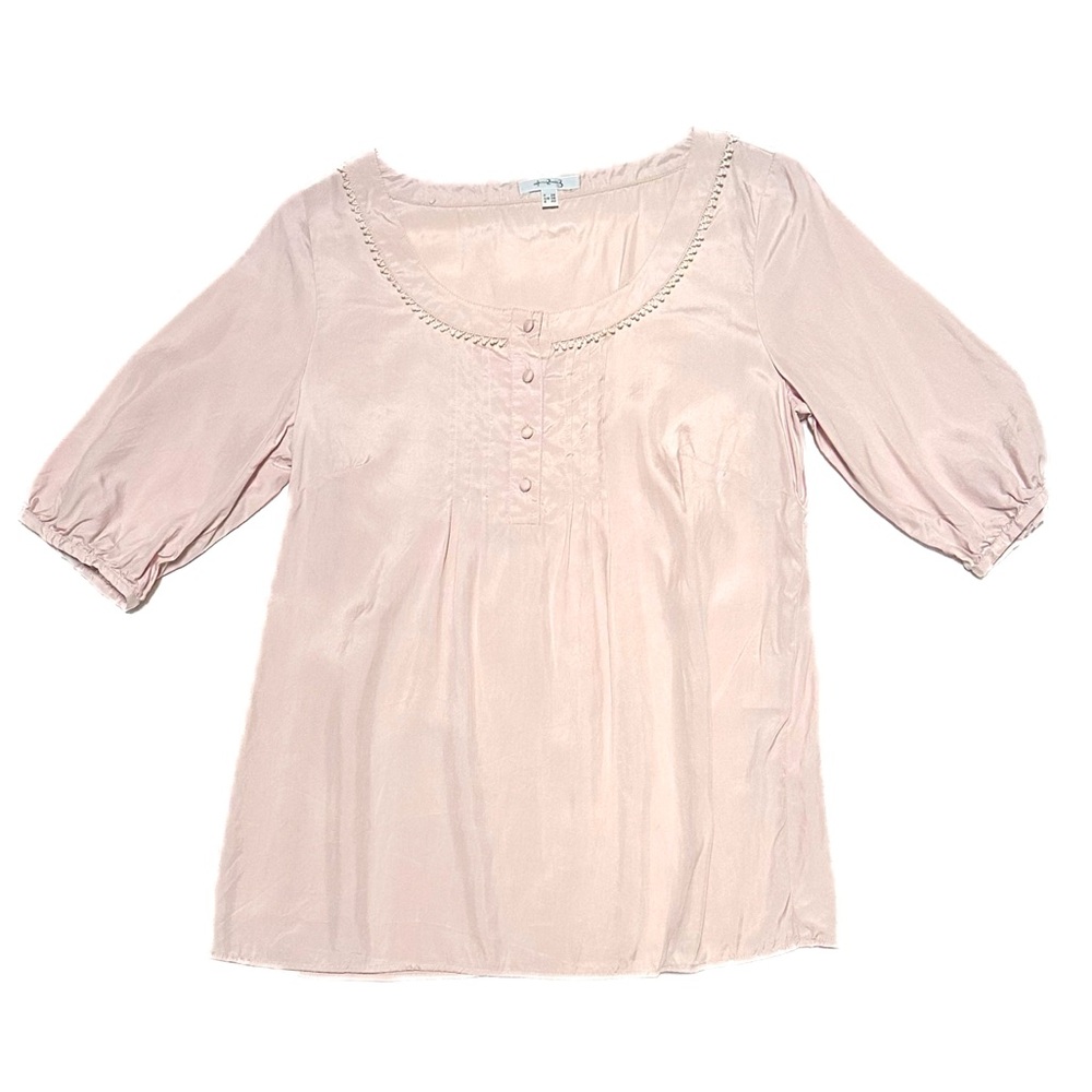 5/$50 1.2.3. Un Deux Trois Paris / Maison 123 100% Silk Pale Blush Pink Peasant